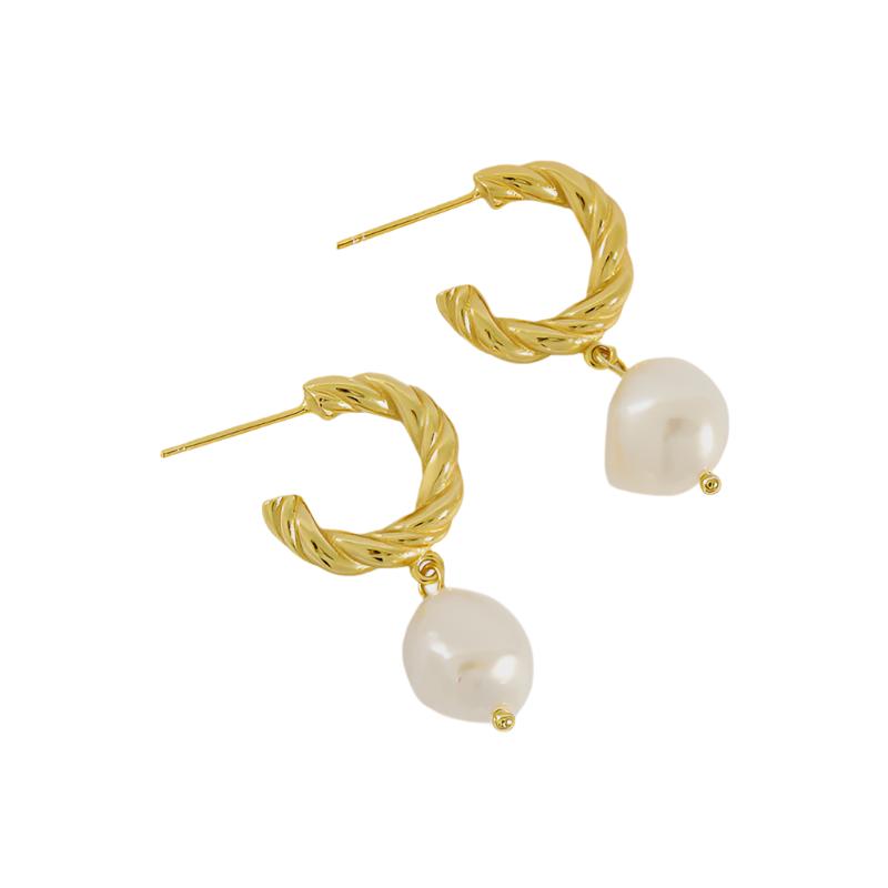 Silvia Pearl Drop Earring - Silver/Gold - WHITE LABEL DESIGNS