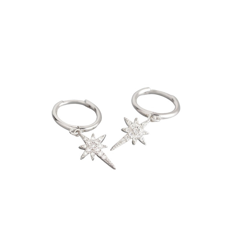 Star Hanging Diamond Earrings - Silver/Gold - WHITE LABEL DESIGNS