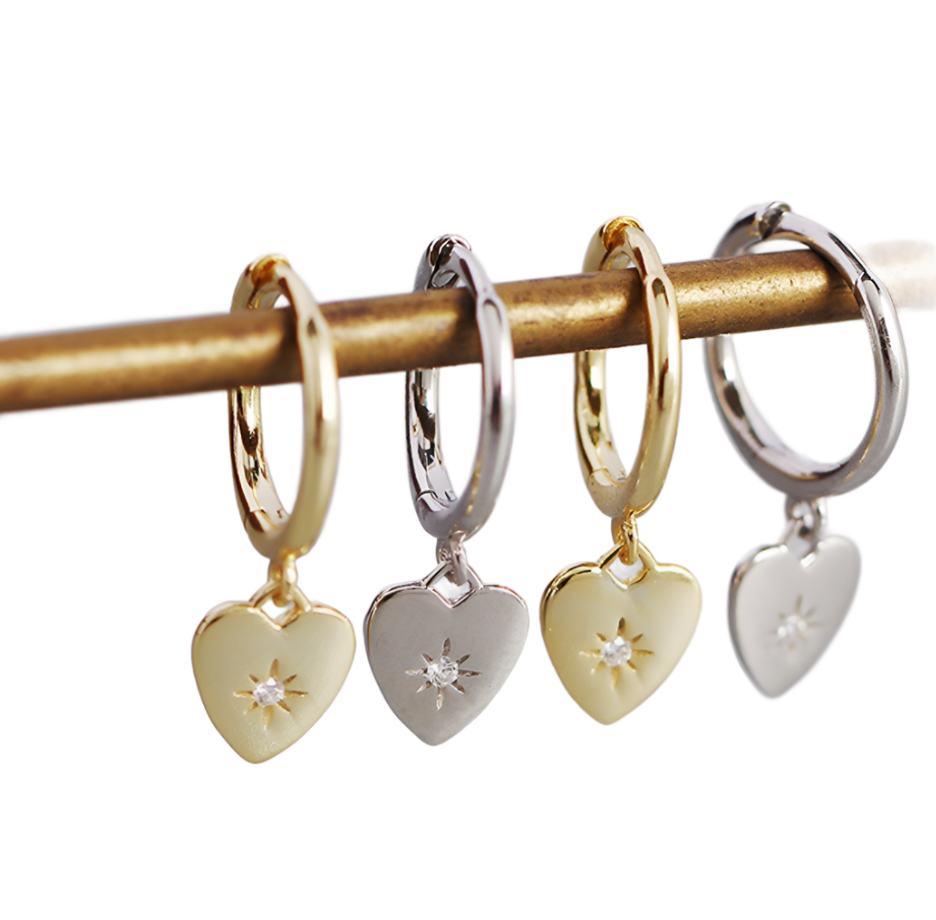 Zara Heart Earrings - Silver/Gold - WHITE LABEL DESIGNS