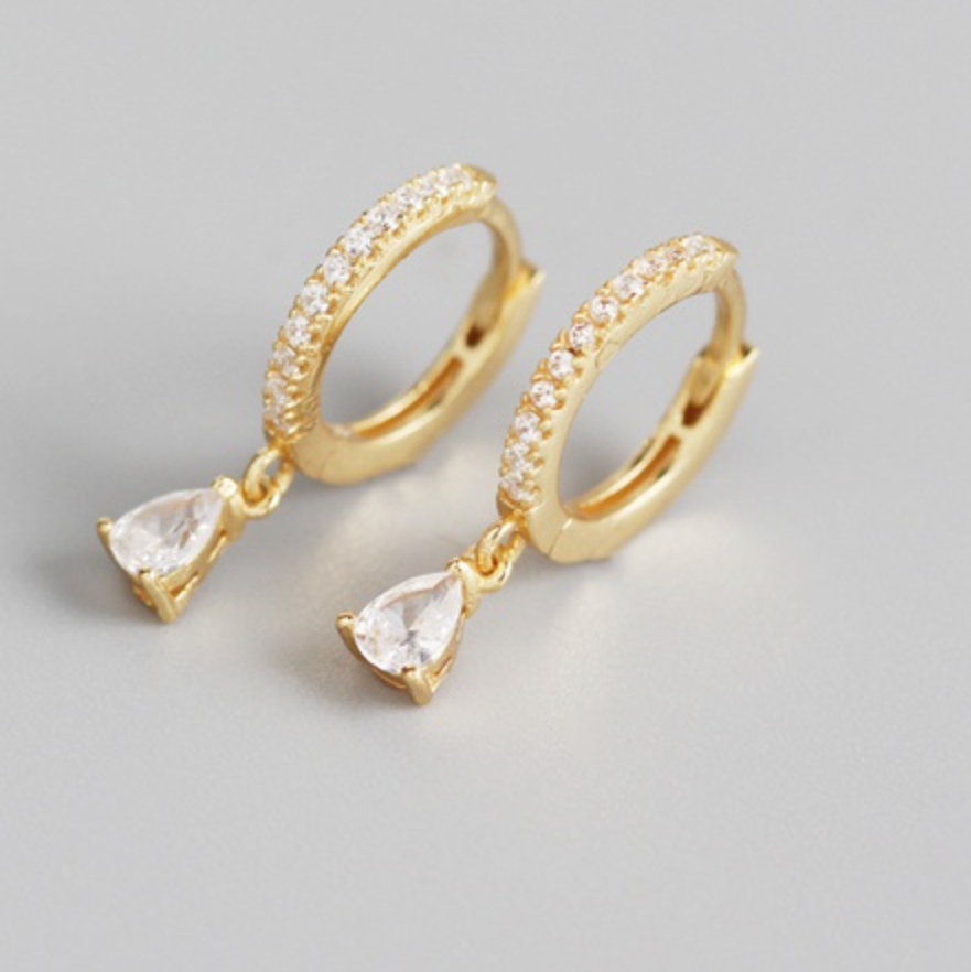 Myra Diamond Drop Earring - Silver/Gold - WHITE LABEL DESIGNS